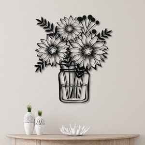 Metal Sunflower Wall Art, Flower Metal Wall Decor, Flower Metal Line Art, Metal Wall Decor Flowers, Flower Metal Art, Metal Sign of Flowers