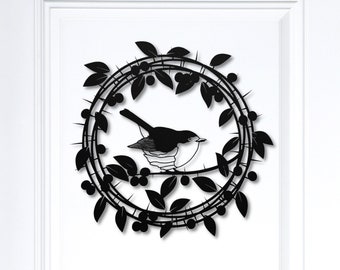 Metal Wreath Signs, Bird Wall Art Metal, Bird Metal Wall Art, Bird Metal Art Wall Decor, Metal Wreath for Door, Bird Metal Wall Decor