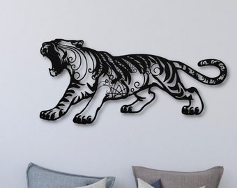 Tiger Metal Wall Art, Metal Tiger Art, Tiger Wall Decor, Tiger Art, Tiger Decor, Animal Wall Hanging, Livingroom Decor