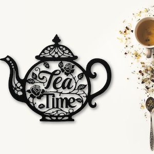 Tea Time Sign with English Rose, Tea Time Decor, Tea Room Sign