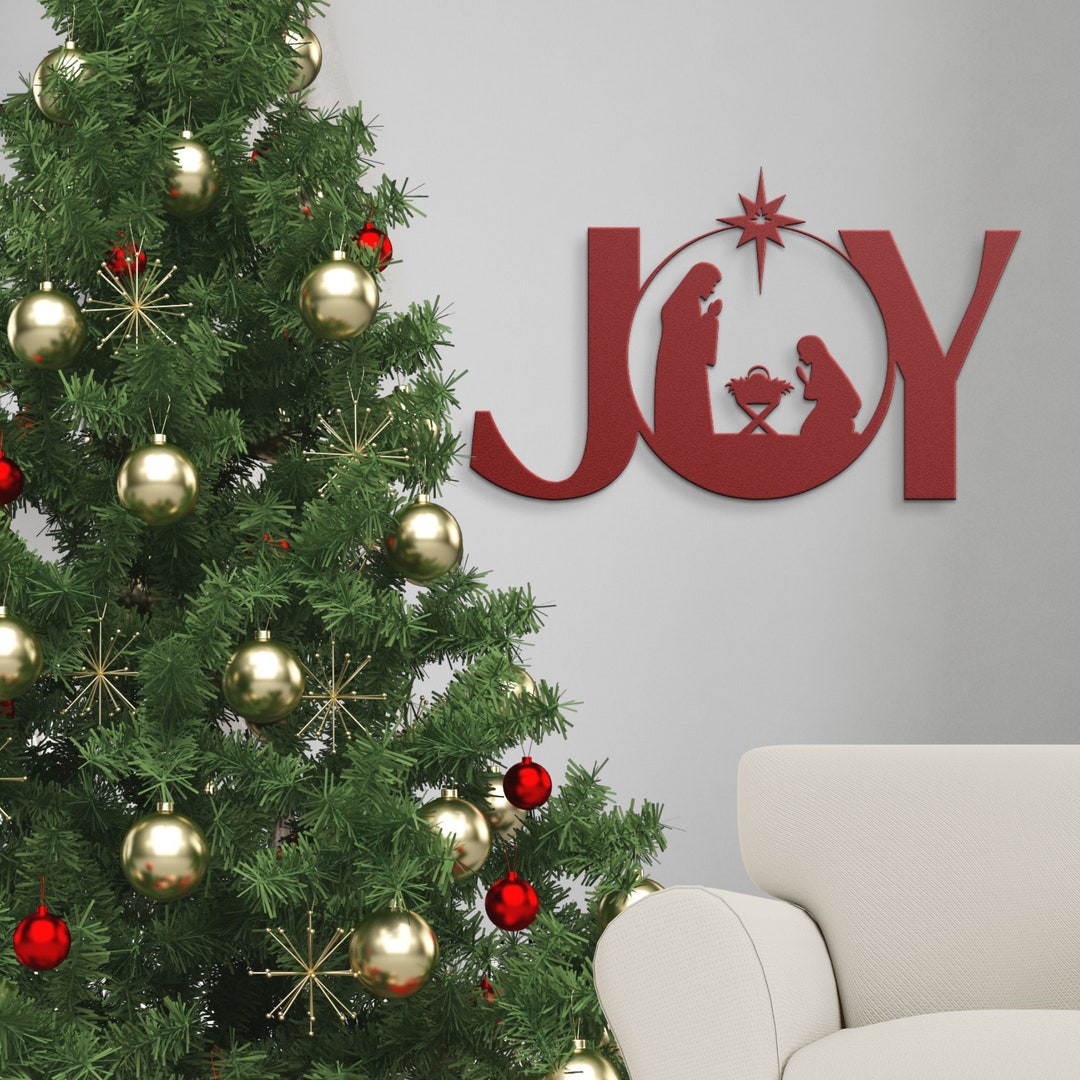 Christmas Nativity Wall Art, Christmas Nativity Sign Joy, Christmas