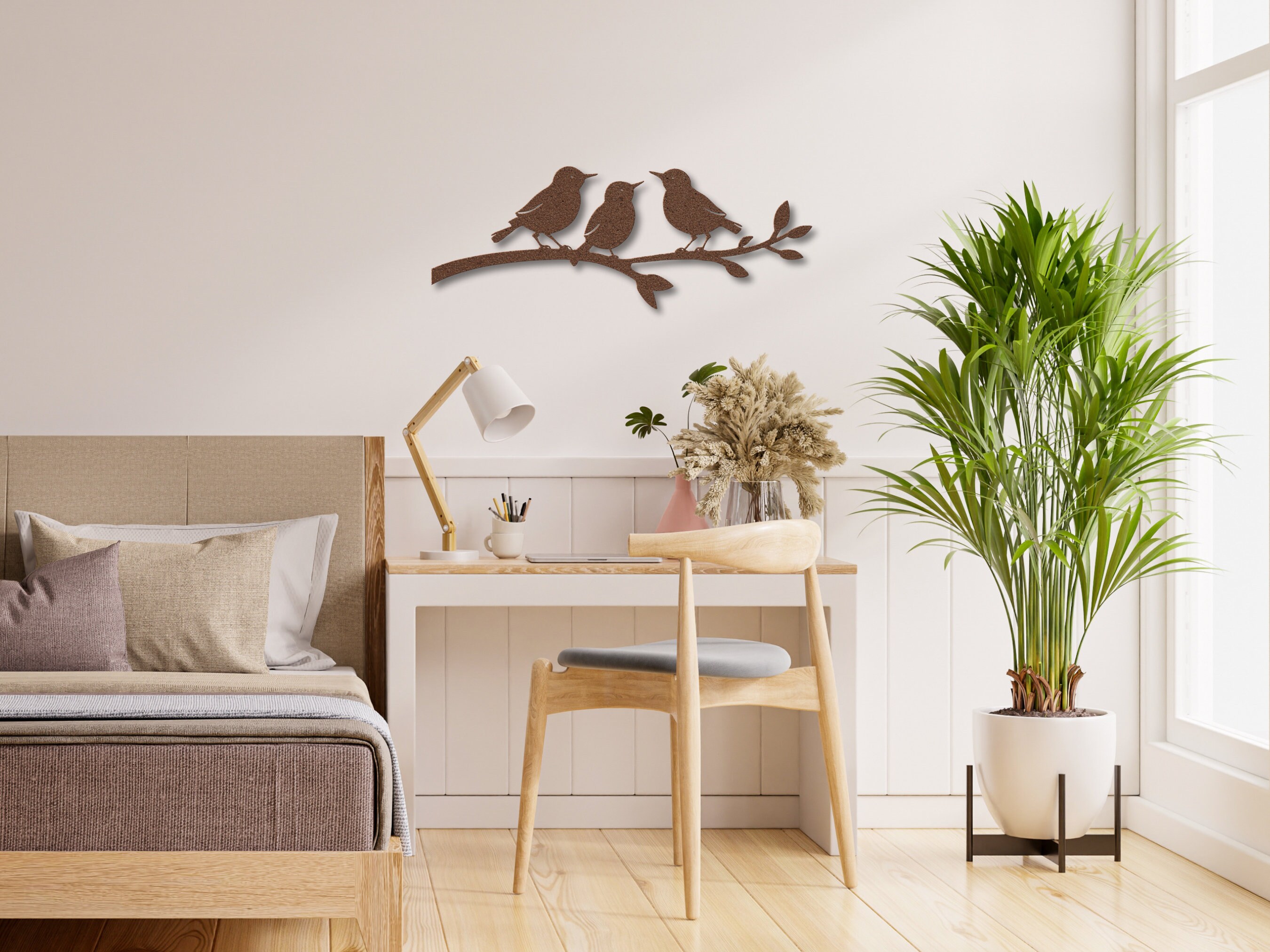 3 Birds Perching on Branch Metal Wall Art - Etsy