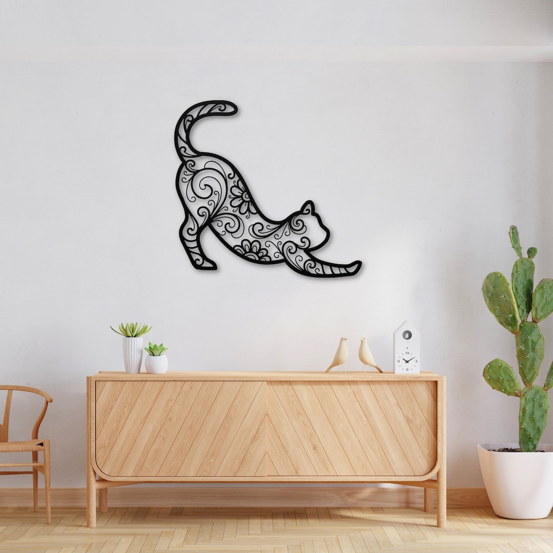 Cat Metal Wall Art, Metal Cat Art, Cat Wall Art, Cat Decor for Home