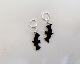 Bat earrings; it's freaking bats, little black, handmade polymer clay, lever back dangles