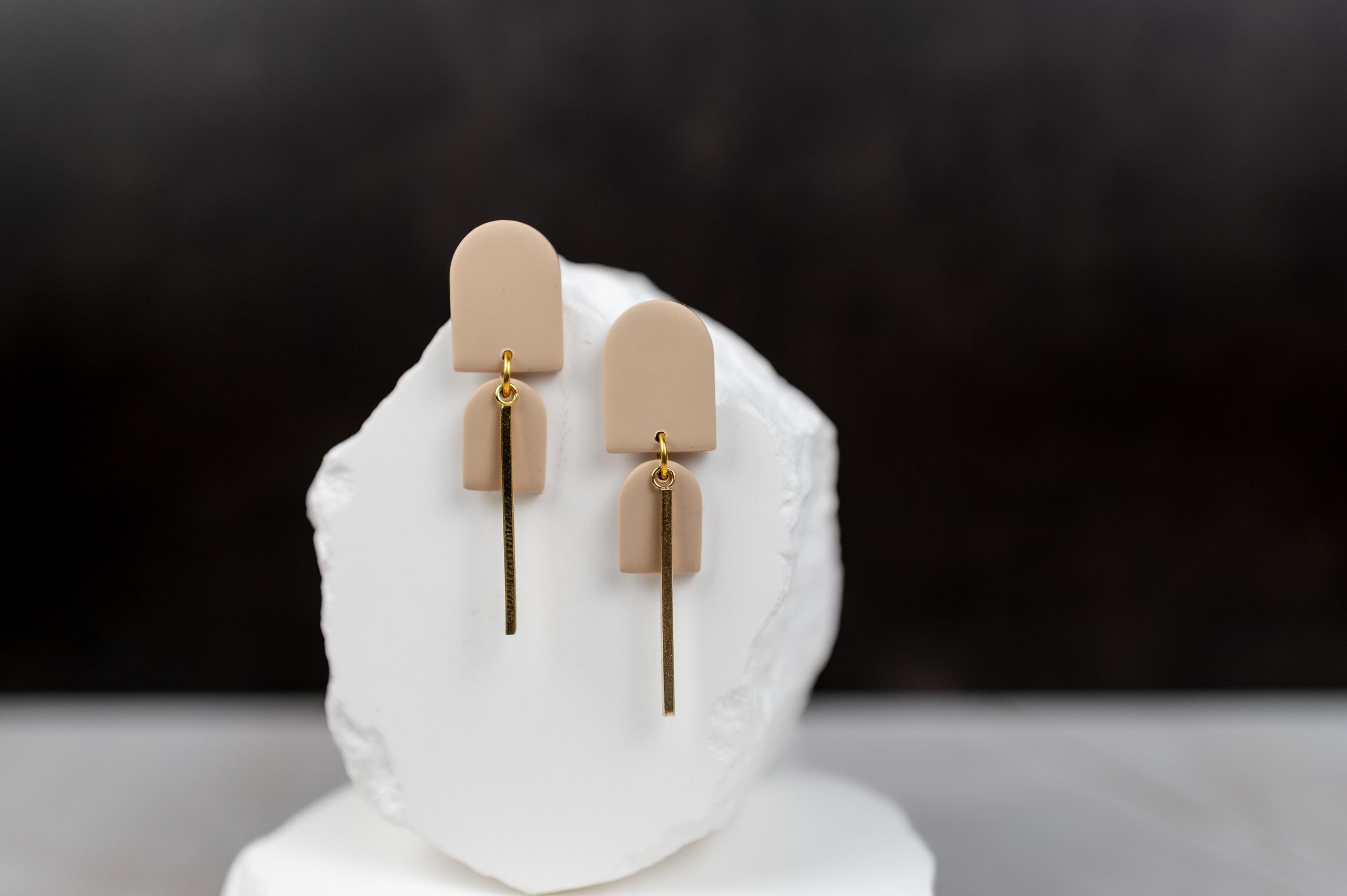 Blake; Minimal, Black Polymer Clay Dangle Earring - Etsy