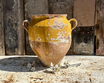 Cacerola antigua francesa para confitar – Utensilios de cocina rústicos de granja de finales del siglo XIX