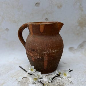 Authentic French Antique Pottery Jug / Pitcher. Late 1800&#39;s.