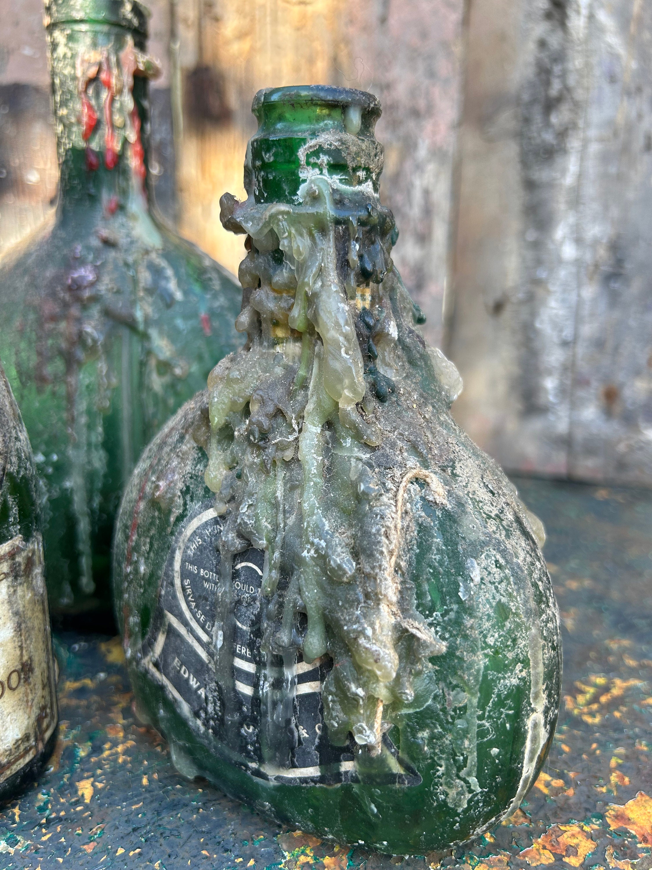 Great Set of Four 4 Vintage Glass Bottles Complete With Wax - Etsy