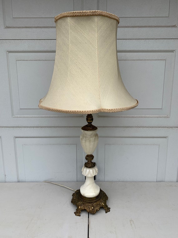 Outstanding Gilt Metal Marble Table Lamp. Early to Mid century