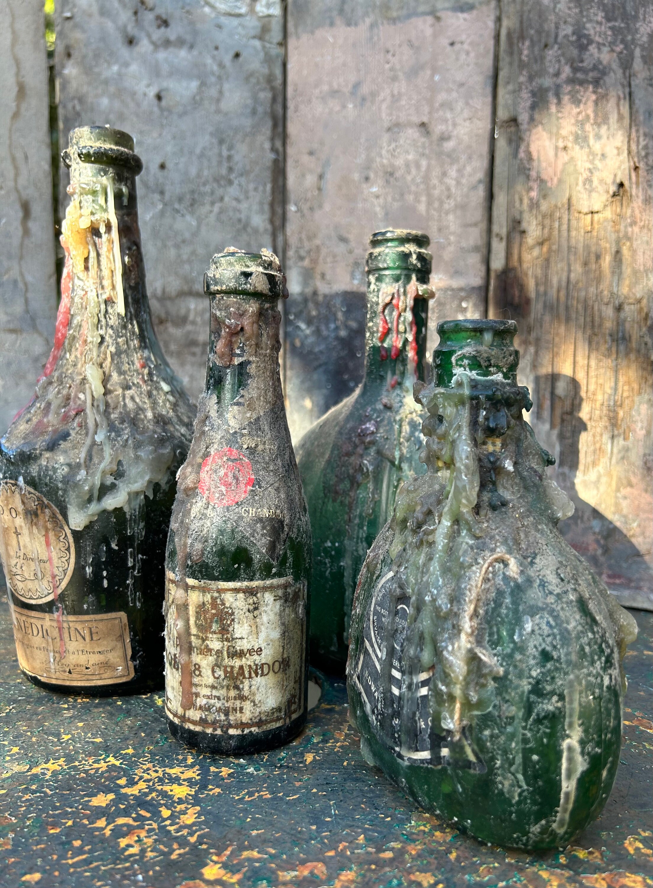 Great Set of Four 4 Vintage Glass Bottles Complete With Wax - Etsy