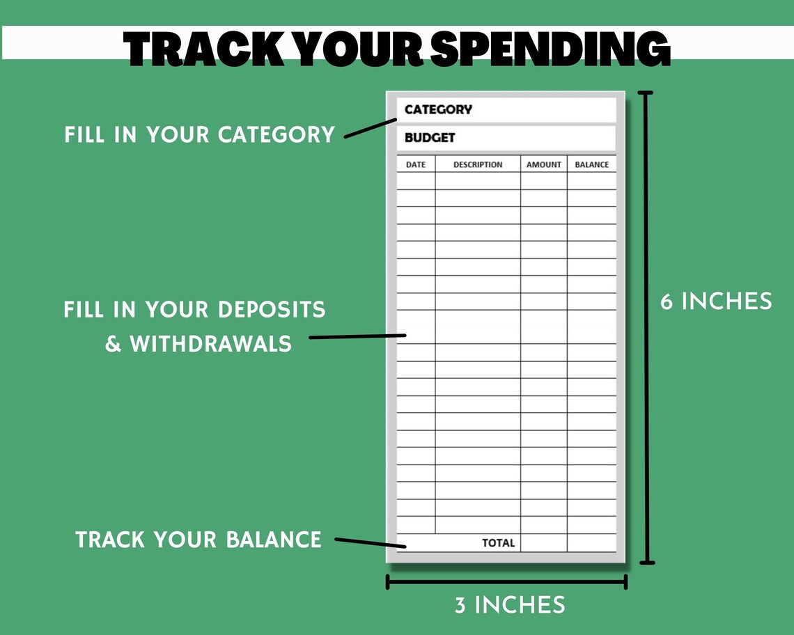 Cash Envelope Printable, Cash Transaction Register, Cash Envelope ...