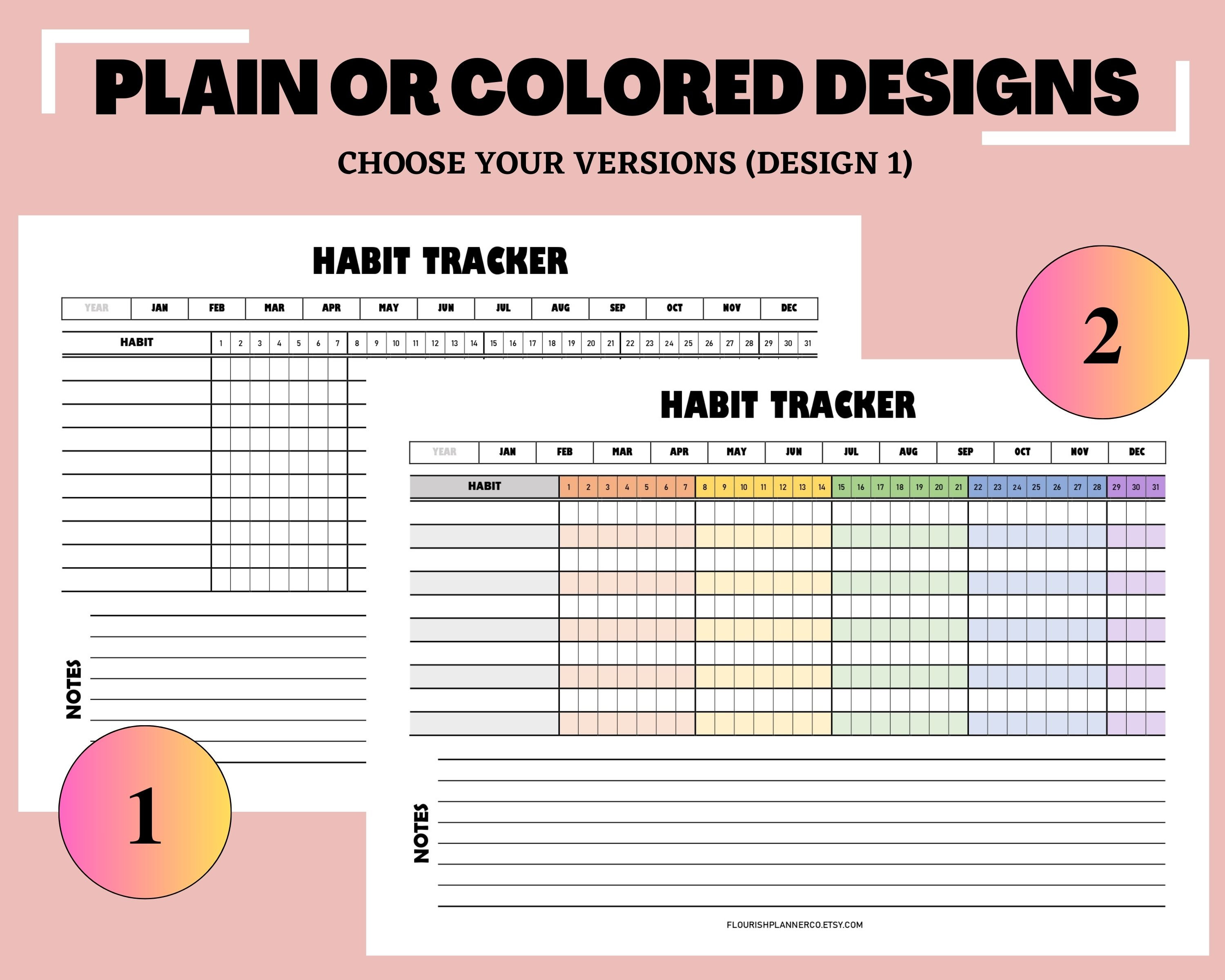 Habit Tracker Printable Habit Chart Daily Weekly Monthly Landscape ...