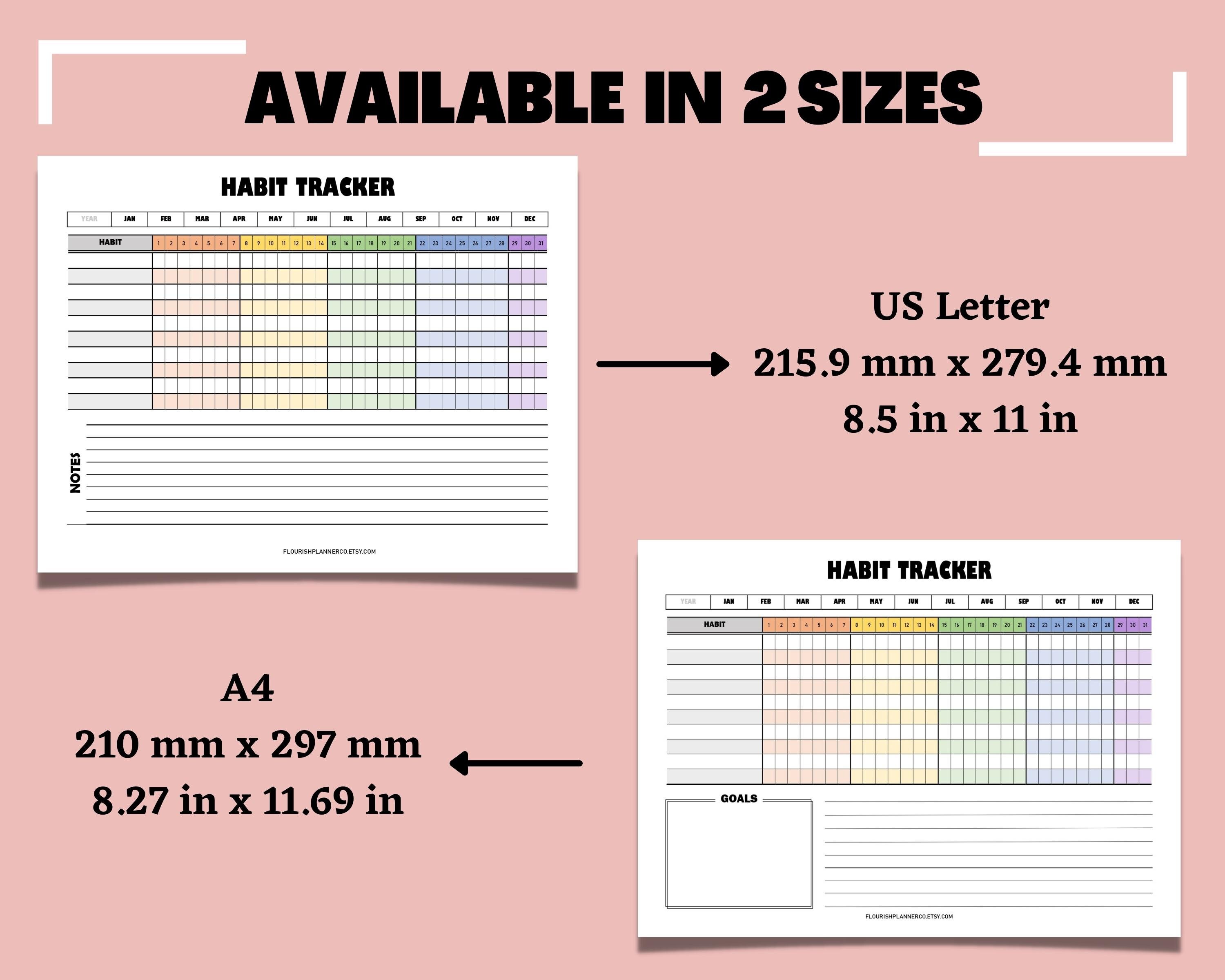 Habit Tracker Printable Habit Chart Daily Weekly Monthly Landscape ...