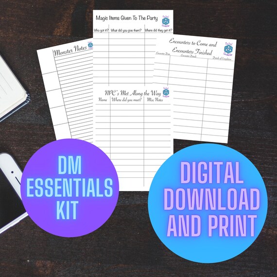 Downloadable and Printable Dungeon Master Essential Notes | Etsy