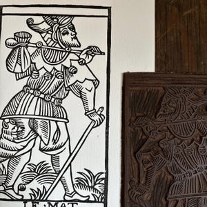 ARCANUM (Il Matto) - Stampa linoleum 18 x 24 cm - Nero / bianco