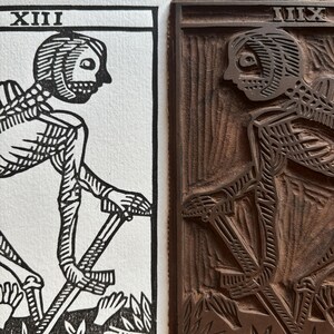 ARCANUM XIII (Senza Nome) - Stampa linoleum 18 x 24 cm - Nero / bianco