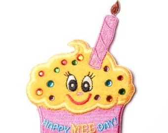 Cupcake Patch, Fidget, Sensory, Autism, Embroidered Patch, Birthday, Organza, Iron On, Peel and Stick, Busy Hands, ADHD, Anxiety