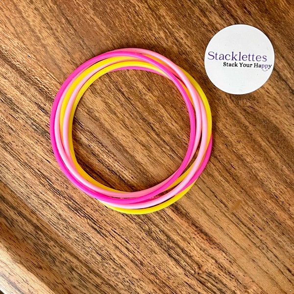 Silicone Jelly Bracelet, Pink, Raspberry Lemonade, Stretch, 80s, Friendship, Gift, Soft, Jewelry, Thin, Party Favor, Friends, Summer