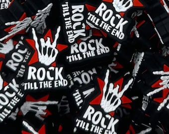 Rock Til The End Silicone Focal Bead, Add On, Wristlet, Skeleton, Hand, Wrist, Halloween, Rock Star, Till