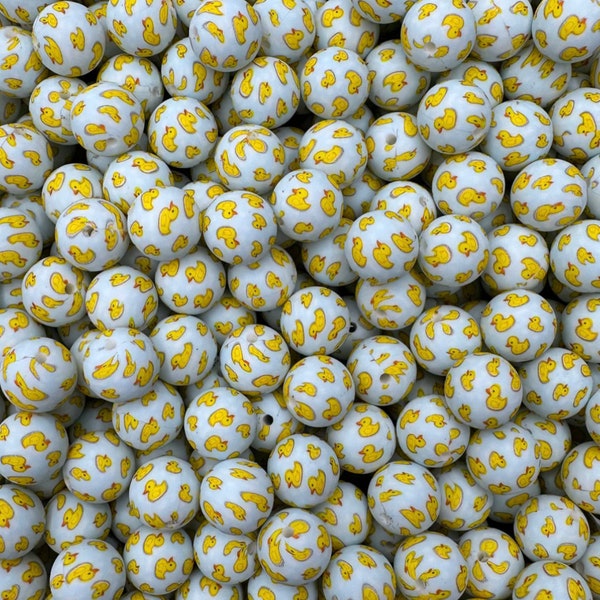 Duck 15mm Silicone Beads, Add On, Yellow, Bath, Yellow, Rubber, Duckie, Round