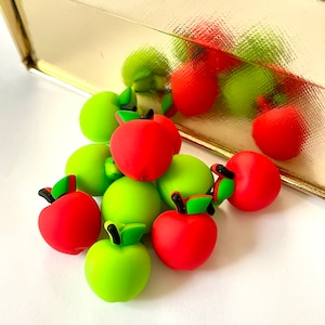 10mm Polymer Clay Beads, Apple Beads, Apple Shaped Beads, Red Apples,  Teacher Jewelry, Jewelry Beads, Bracelet Beads 