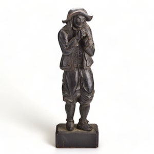 Antique Carved Wood Man Statue Sculpture