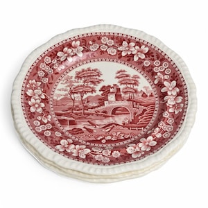 Set of 4 Copeland Spode Pink Tower Luncheon Plates 9 1/2"