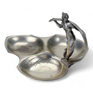 Figural Art Nouveau Pewter Dish German WMF