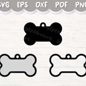 Bone dog collar name tag / Vector cut file for Cricut, Silhouette / Digital download - svg, eps, dxf, png, pdf
