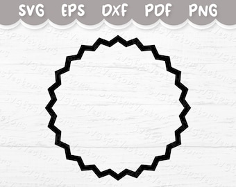 Zig zag round frame clipart/ Black vector circle frame, cut file for Cricut, Shillouette / Digital download - svg, eps, dxf, png, pdf