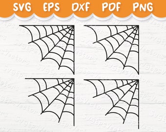 Spider web SVG / Corner Spiderweb illustration for Halloween, cut file for Cricut, Silhouette / Digital download - svg, eps, dxf, png, pdf
