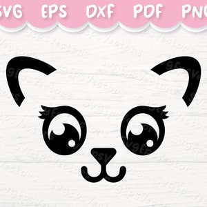 Süße KatzenGesicht Clipart / Kitty Vektor Illustration, Schnittdatei für Cricut / Digitaler Download - svg, eps, dxf, png, pdf