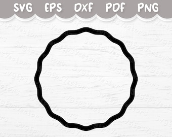Wavy round frame clipart/ Black vector circle frame, cut file for Cricut, Shillouette / Digital download - svg, eps, dxf, png, pdf