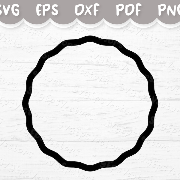 Wavy round frame clipart/ Black vector circle frame, cut file for Cricut, Shillouette / Digital download - svg, eps, dxf, png, pdf