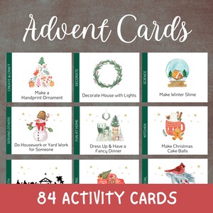 Christmas Activities List Advent Calendar Cards, Christmas Countdown