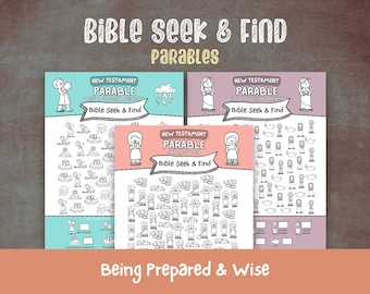 Bible Parable Seek and Find Activity: Wise & Foolish (PDF Downloadable Printable