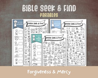 Bible Parables Seek and Find Activity, Sunday School Game (PDF)