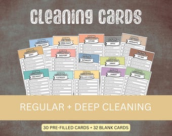 Cleaning Checklist Cards: Room by Room, Family Chore System (Printable Set)