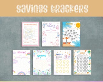 Savings Tracker Printable, Savings Challenge Kids, Tweens and Teens, Family Saving Money