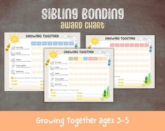 Sibling Bonding Award Chart: Printable Tracker for Ages 3-5 (Digital Download)