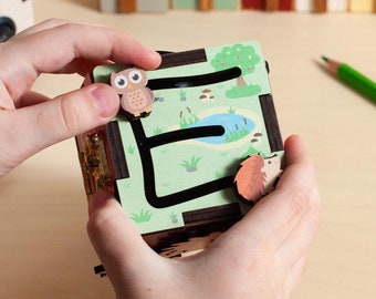 Sensory Busy Cube, Travel Toys for Toddlers, Birthday Gift, Nephew Gift Idea, Motor Skills Toys, Activity Busy Box