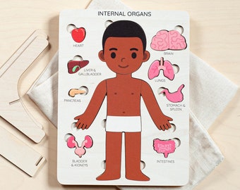 Montessori toys, Human body puzzle, Toddler toys wooden, Anatomy puzzle, Pretend play, Human anatomy, Preschool kids toys, Gifts for kids