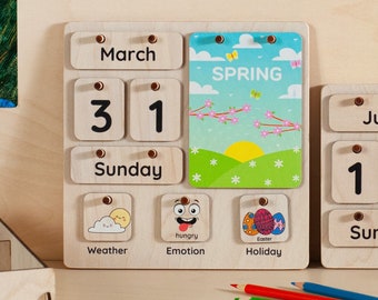 Montessori Calendar for Kids, Months and Days of The Week, Kids Learning Calendar, Perpetual Calendar