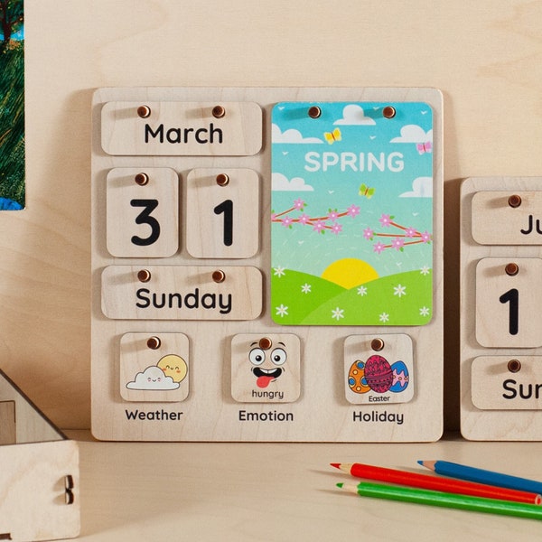 Montessori Calendar for Kids, Months and Days of The Week, Kids Learning Calendar, Perpetual Calendar