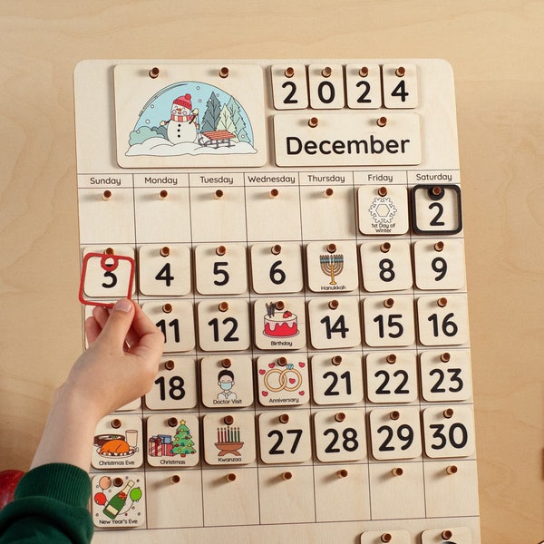 Perpetual Calendar Wood - Etsy