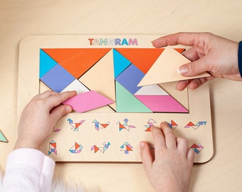 Tangram Wooden Puzzle For Kids, Montessori toys 2 year, Puzzles for toddlers, Kids toy 3 year old, Birthday Gift for Baby, Learning toys