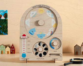 Montessori Weather Chart, Weather Wheel, Kids Weather Station, Preschool Kindergarten Activity, Weather Chart, Homeschool Learning Tools