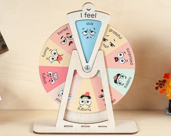 Feelings chart for kids, Feelings wheel, Montessori toys 3 year old, Toddler chart, Emotion wheel, Wooden toys, Emotions chart, Preschool