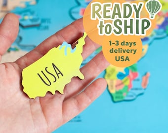Preschool Wooden World Map Busy Board, Montessori Geography Puzzle, Educational Learning Toy for Toddlers