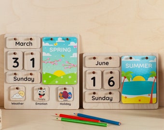 Montessori calendar for Kids, Desk calendar, Montessori calendar, Perpetual calendar, Wooden Birthday Gift